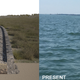 A reconstruction of how the road may have looked in Roman times (left), and the site today (right).